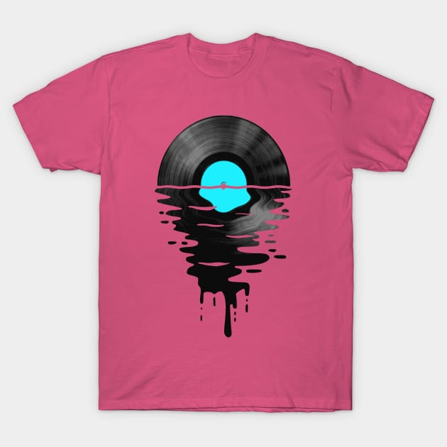 Vinyl LP Music Record Sunset Mint Blue T-Shirt by Nerd_art